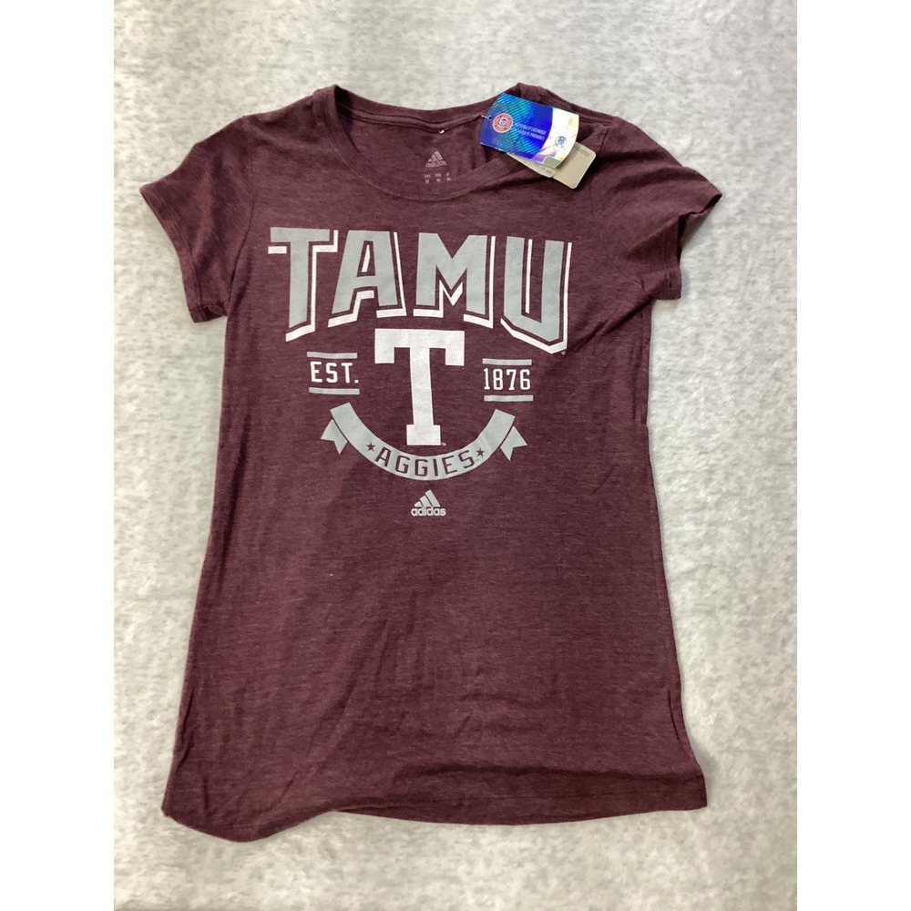 Adidas Texas A&M Aggies TAMU Women Maroon Heather fitted T-Shirt Medium NWT